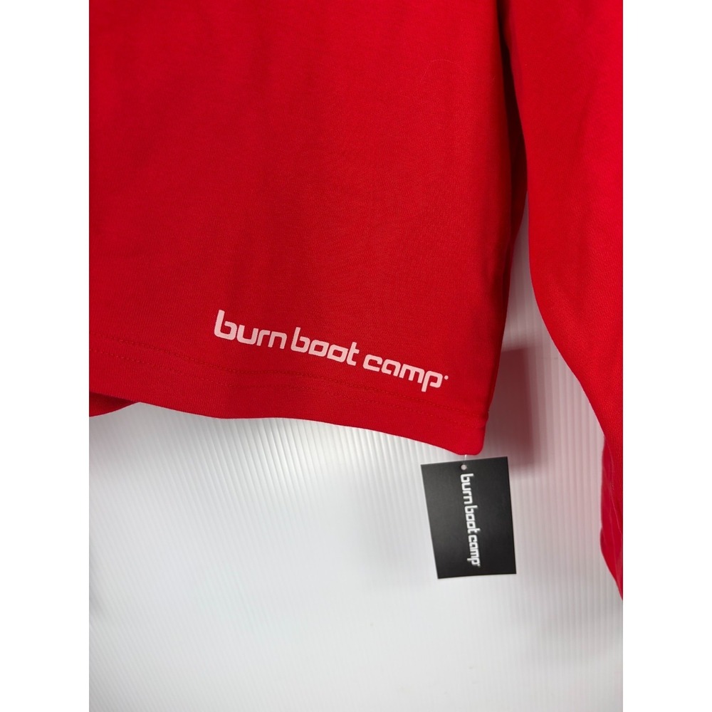 Burn Boot Camp Womens XL Red Cropped Hoodie Sweatshirt Cotton Oversized Workout - Picture 2 of 10